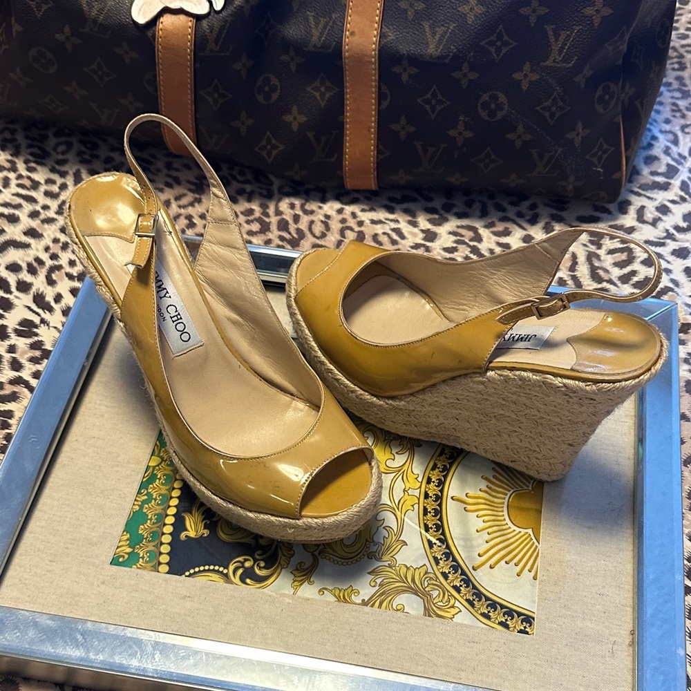 Jimmy Choo Mustard Wedge Sandals